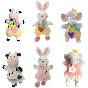 Infant Baby Cute Bunny Elephant Lion Playmate Plush Doll Toys Kids Cartoon Animals Hand Finger Puppets Toy born Blankie 240105