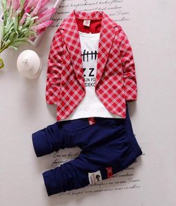 Conjuntos de roupas de bebê primavera outono crianças menino roupas retalhos falsos duas peças tops calças da criança meninos roupas 14y6897864