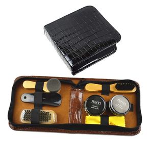 Estojo de couro kit de cuidados com sapatos brilho preto conjunto de esmalte neutro para botas sapatos limpeza de superfície 240106