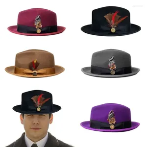 Berets Woolen Flat Top Fedora Hat For Men Adult Stage Performances Theme Party Cap Masquerade Dress Up Costume Panama