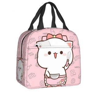 Mochi Cat Chef Peach Isolierte Lunchtasche für Outdoor-Picknick Peach And Goma Wiederverwendbare Thermo-Kühlbox Lunchbox Damen Kinder 240106