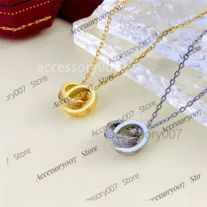 designer jewelry necklace shining calssic necklace stainless steel designer jewelry for women double circle necklaces suitable for daily outfit