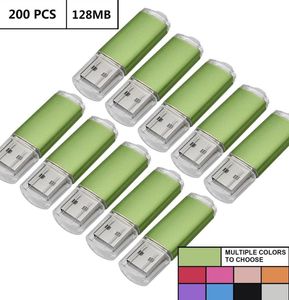 Yeşil Toplu 200pcs 128MB USB 20 Flash Sürücü Dikdörtgen Başparmak Kalem Sürücüleri Bilgisayar Dizüstü Bilgisayar Tableti Macbo9895229 için Flash Bellek Çubuk Depolama