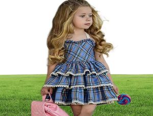 Nuova estate casual ragazze vestono bambino vacanza stile spiaggia dolce manica corta stampa floreale abiti moda plaid pizzo bambini vestiti2171279