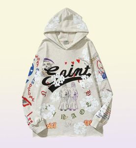 Erkek Hoodies Khaki Scrawl Mektubu Street Giyim Sweatshirt Kazak Hooded Casual Tops3040115