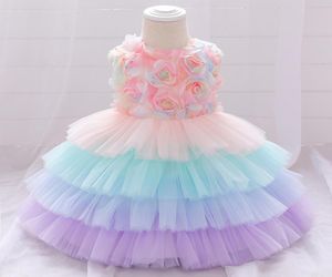 2021 Jul Petal Toddler Spädbarn 1: a födelsedagsklänning för babyflicka kläder tårta tutu klänning prinsessan klänningar fest och bröllop F6126850