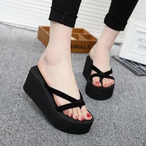 Slippers Mx31 Summer High-heeled Platform Flip-flops _ Wedge Heel Women's Non-slip Beach Sandals And