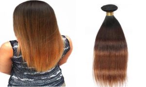 Peruansk rak mänskligt hår remy hår väver ombre 3 ton 1b430 färg dubbel wefts 100 gpc kan färgas blekt6622624