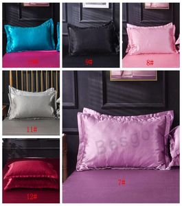 2pcsset Solid Color Silk Pillow Cases Double Face Pillowcase Summer High Quality Silk Satin Pillow Cover Bedding Supplies DBC BH24078711