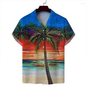 Erkekler Sıradan Gömlek Hawaii 3d Baskı Erkekler Moda Hawaiian Gömlek Kısa Kollu Beach Boys Single Breated Bluz Giyim