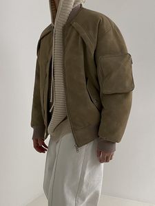 빈티지 스웨이드 재킷 패딩 코트 남자 느슨한 패딩 코트 겨울 패딩 재킷 작업 코트