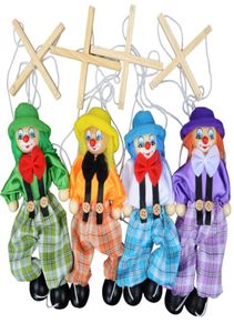 25cm Funny Vintage Colorful Pull String Puppet Clown Wooden nette Handcraft Toys Joint Activity Doll Kids Children Gifts Z20427645134