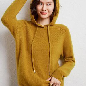 Damen Kaschmir Hoodie 100 Pullover Superior Pullover Langarm Lady Tops Marke Herbst Winter 2023 DS01 240105