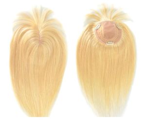 Syntetyczne S 613 Blond Human Hair Toppers z grzywką 18 -calową dla kobiet Clip w kawałkach wybielonych na pokrywę White Remy 2302105275171