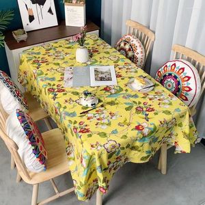 Masa bezi Amerikan tarzı pastoral baskılı çiçek ve kuş pamuk keten ikindi çay dekorasyon ziyafet masa örtüsü