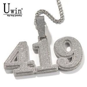 Uwin двухслойный кулон с буквами, имя, ожерелье со льдом, кубический циркон, персонализированный хип-хоп, ювелирное изделие, подарок 240106