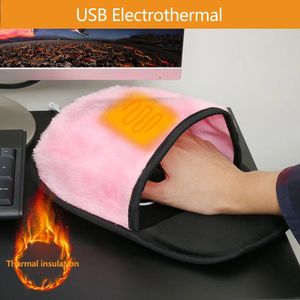 USB Heated Mouse Pad Mouse Hand Warmer With Wrist Support Warm Winter Soft Fashion Gaming Mouse Pad PC Mice Mat For Gamer 240105