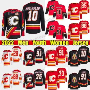 Custom Calgary''flames''jonathan Huberdeau عكس الهوكي الرجعية Jersey Nazem Kadri Jacob Markstrom Elias Lindholm Andrew Mangiapane Tyler