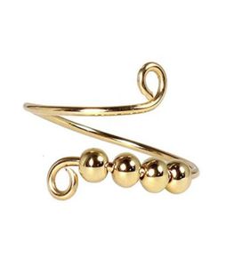 Anxiety Ring For Girl Women Beads Ring Spinner Single Coil Spiral Ring Beads Rotate ly Anti Stress9762437