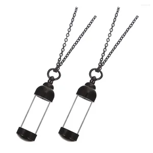 Pendant Necklaces 2 Pcs Pet Ashes Necklace Stainless Steel Can Be Opened Memorial Glass