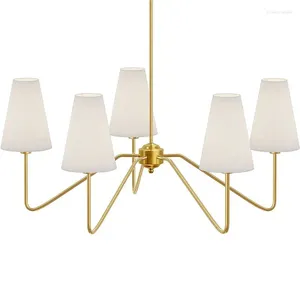 Ljuskronor Kitchen Island Lighting Fixture Classic Polished Gold/ Black With White Linen Shades Bedroom Modern Chandelier