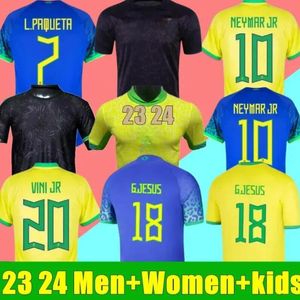 22 23 Brazils Vini Jr. Soccer Jersey Brasil Casemiro 23 24 National Team G.Jesus P.Coutinho Home Away Men Kids Kit L.Paqueta T.Silva Pele Marcelo Football Shirt Uniform