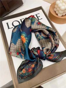 BYSIFA| Cinza azul lenço de seda moda design floral 70cm lenços quadrados outono inverno pescoço cachecol hijab doce bandana 65*65cm 240106