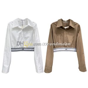 Letters Webbing t Shirt Women Cropped Blouses Designer Long Sleeve Blouses Sexy Short Tees