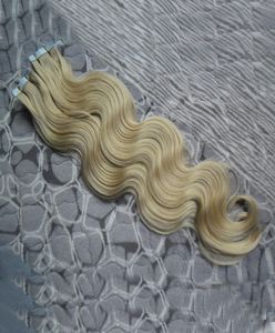 Virgin Brazilian Body Wave Skin Tape Weft In On Skin Hair Extension 40 szt. 7A Blondynka Wydłużenie włosów na taśmę Human Tape Włosy 9578845