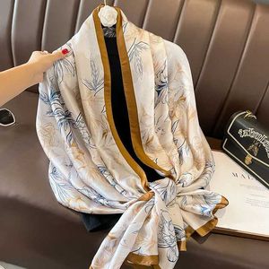 Lenços Nova Moda Mulheres Espanha Marca de Luxo Penoy Floral Seda Xale Cachecol Impressão Longo Macio Bandana Pashmina Foulard Hijab Snood 180 * 90cm J240106