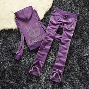 Kvinnor Tvåbitar byxor Veet Juicy Tracksuit Women Coutoure Set Track Suit Couture Juciy Coture Sweatsuits Letters Hooded Hoodie Loose H1