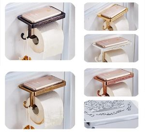 Holders Wholesale And Retail Antique Carving Toilet Roll Paper Rack wiht Phone Shelf Wall Mounted Bathroom Paper Holder And hook