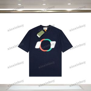 Xinxinbuy 2024 Männer Designer T-Shirt Doppelbrief Druck Liebhaber Rundhalsausschnitt Kurzarm Baumwolle Frauen Schwarz Weiß S-2XL