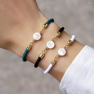 Charm Bracelets Retro Style Design White Braided Rope Shell Arved English Letters Fashion Senior Sense Boys Girls Bracelet