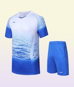 New Li Ning الريشة قصيرة الأكمام Women039s رعاية المنتخب الوطني Men039S لعبة القمامة القميص شورت التنس TE8366459