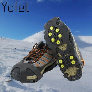 10 pregos anti-skid neve gelo thermo plástico elastômero escalada sapatos capa picos apertos grampos sobre sapatos cobre crampons 240105