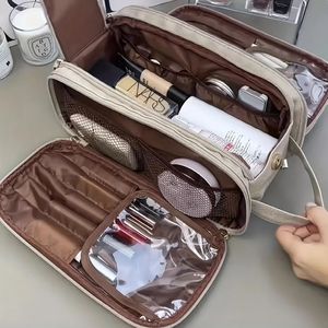 Marca designer couro do plutônio pedra padrão bolsa de maquiagem feminina armazenamento casual grande capacidade travesseiro cosméticos 240106