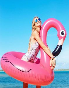 120cm Pink Inflatable Flamingo Pool Floats Swimming Rings Floating Row Chair Beach Air Mattress for Swimming Water Sports Pool Par5860126