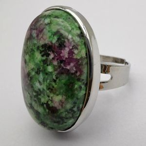 Klusterringar Rödgrön Zoisite Stone Oval Bead Gem Finger Ring Smycken för kvinna Gift Storlek 8 x131