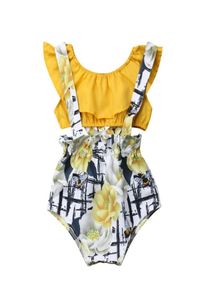 2019 Canis Summer 2st Newborn Baby Girl Floral Romper Tube Yellow Collar Top total PP Shorts Pants Outfit Clothes Cute Set6283602