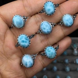 Anelli a grappolo 1 pezzo Fengbaowu Anello in pietra naturale Larimar Anello in argento sterling 925 con gioielli di moda regalo per le donne