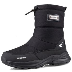 Botas de inverno ao ar livre sapatos masculinos mais veludo grosso quente botas de neve à prova de esqui botas de alta qualidade grandes sapatos de algodão 240106