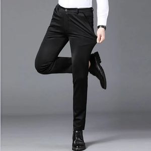 Moda erkekler ince iş ofis takım elbise sokak kıyafeti bahar sonbahar Kore erkek giyim katı rahat düz pantolon 40 240106