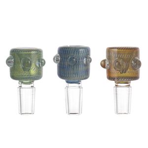 Renkli 14mm erkek üç nokta cam kase kafa bitki kabarcık kaseleri cam bong su boruları için sigara aksesuarları toptan pt3280