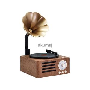 Portabla högtalare Ny Bluetooth -högtalare Retro Wood Portable Box Wireless Mini Speaker Outdoor For Sound System TF FM Radio Music Mp3 Subwoofer YQ240106