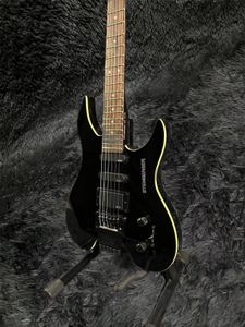 Chitarra elettrica senza testa di buona qualità di vendita calda, colore nero, corpo in mogano, tastiera in palissandro, ponte tremolo Floyd Rose, chitarra a 6 corde, personalizzabile