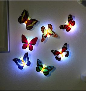 Kolorowe lekkie naklejki na ścianę motyla Łatwa instalacja Lampka LED LED Home Living Kid Room Lodówka Dekorowanie sypialni7615201