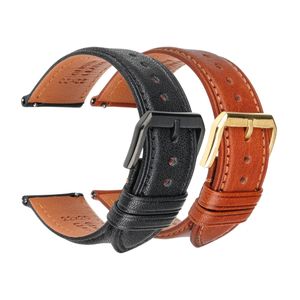 Maikes Luxury äkta läder Watchband 18mm 20mm 22mm Black Brown Cowhide Watch Band Quick Release Full Grain Calf Strap 240106