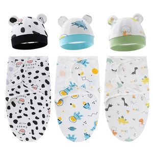 Baby Bedding Receiving Blankets born Swaddle Blanket Wrap Hat Set Thin Muslin Infant Sleeping Bag 06M Item 240106