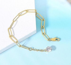 Moda aço inoxidável zircão pulseiras 18k banhado a ouro corrente de ligação para mulher paperclip bracelet8694665